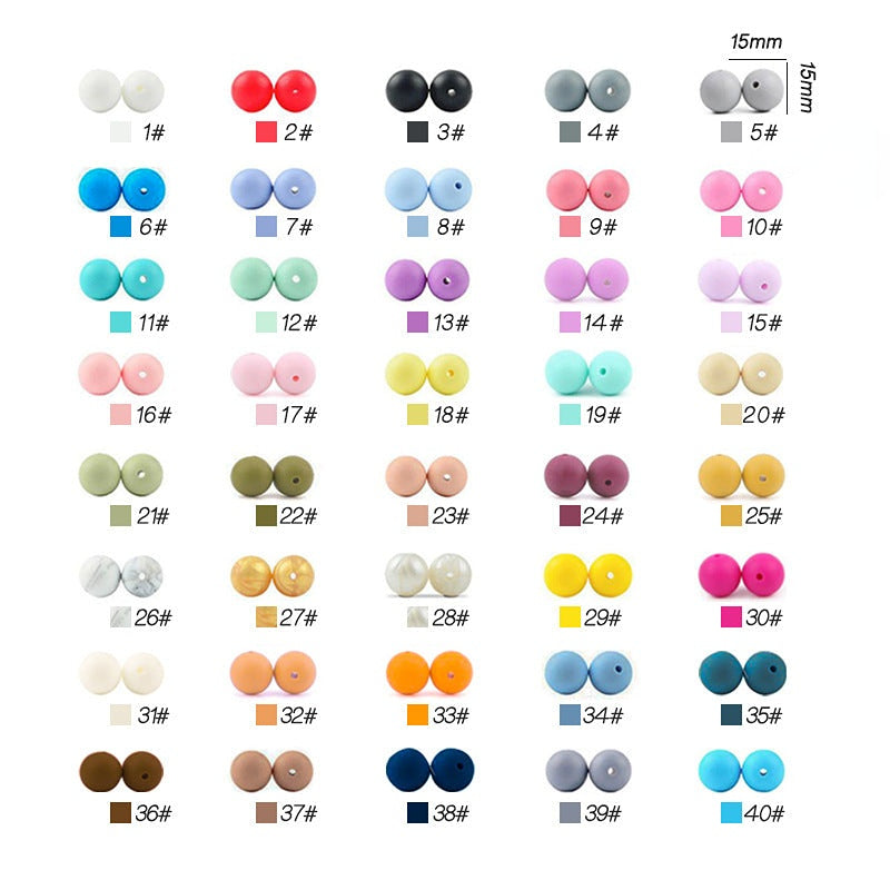 Wholesale Random 50PCS 15MM Baby Food Grade Silicone Beads